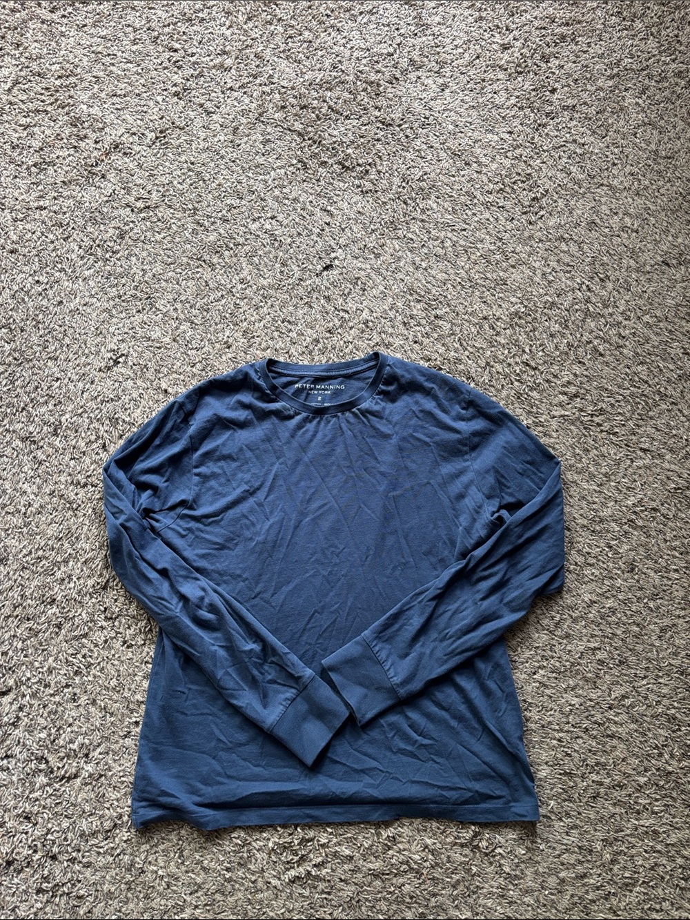 Men's Navy Long-Sleeve Crewneck T Shirt